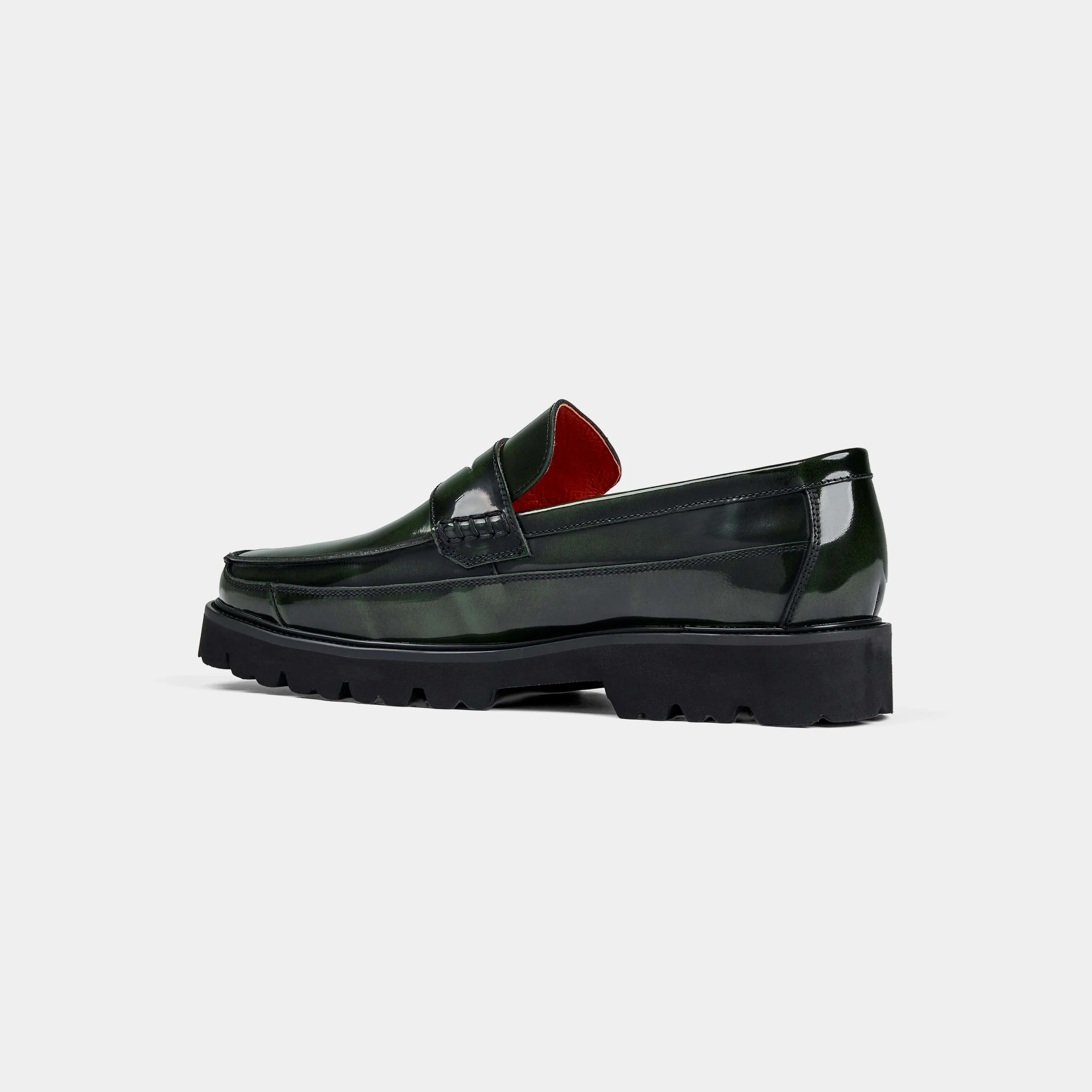 Adler Dark Green Patent Leather Penny Loafers - Image 3