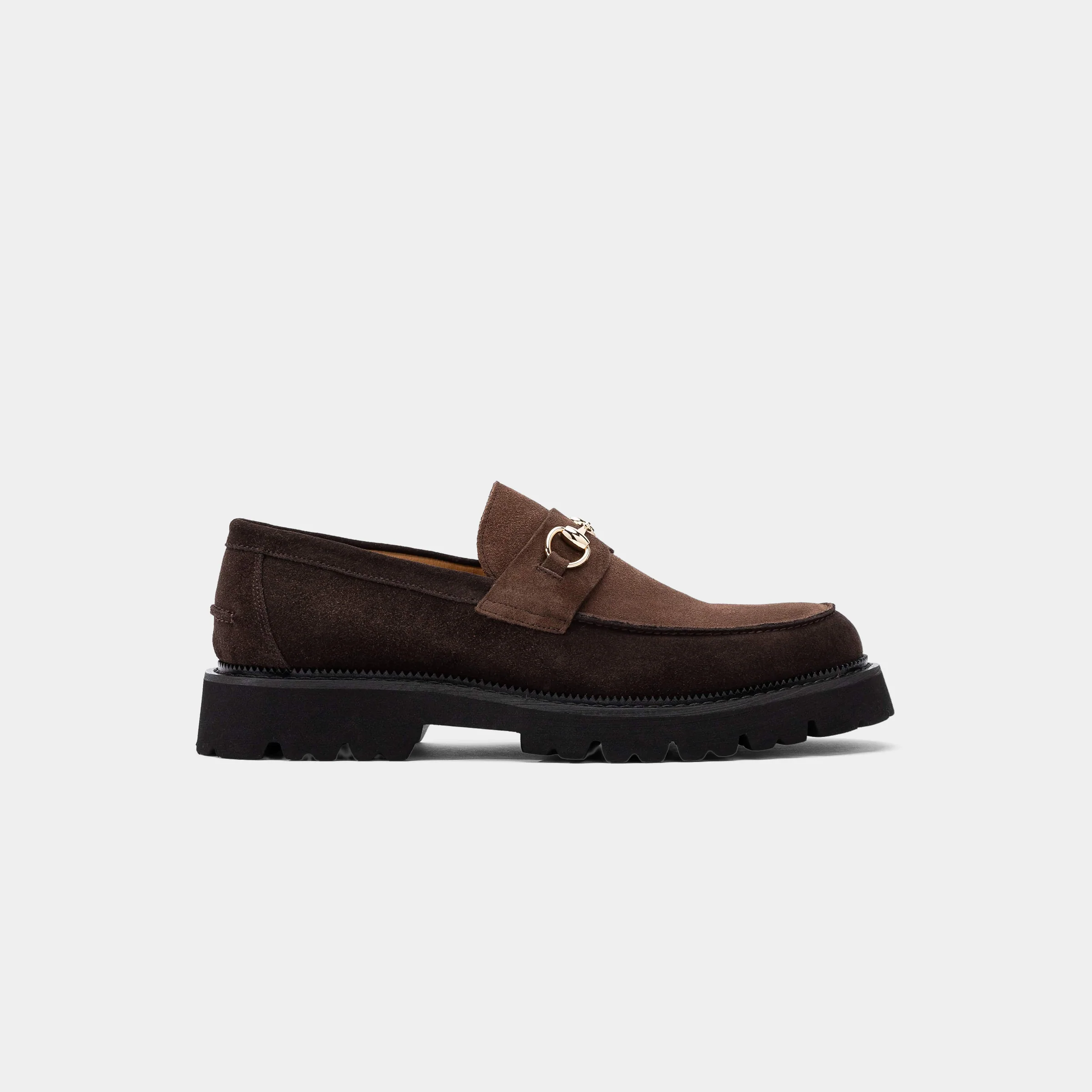 Blake Triple Brown Suede Lug Bit Loafers