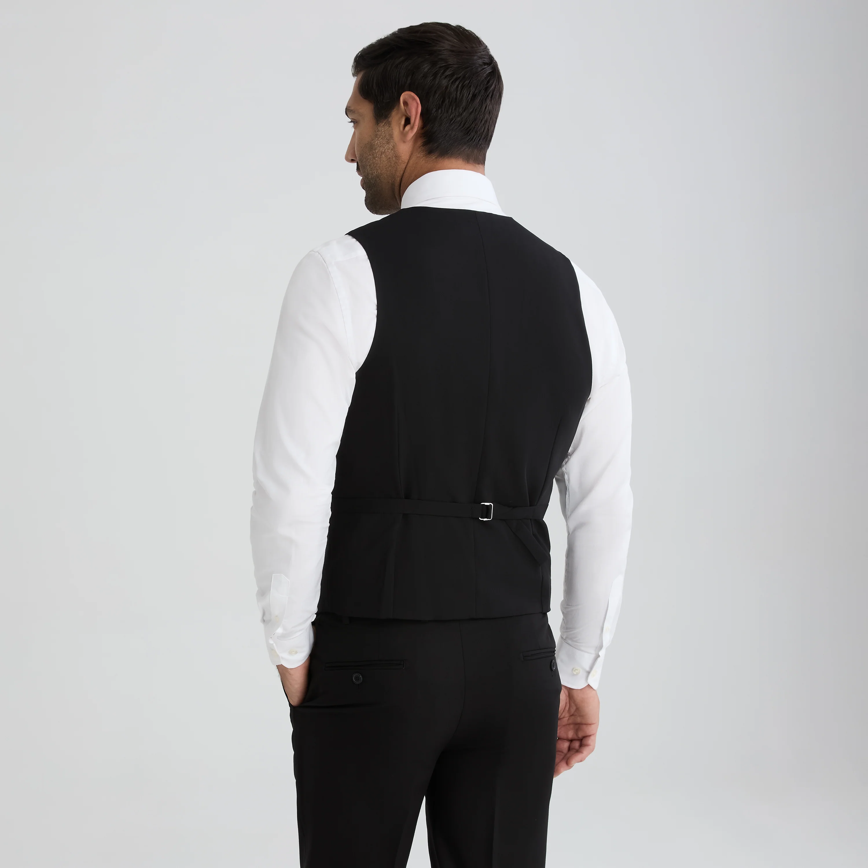 Men's Black Double Breasted Suit Vest - Image 2