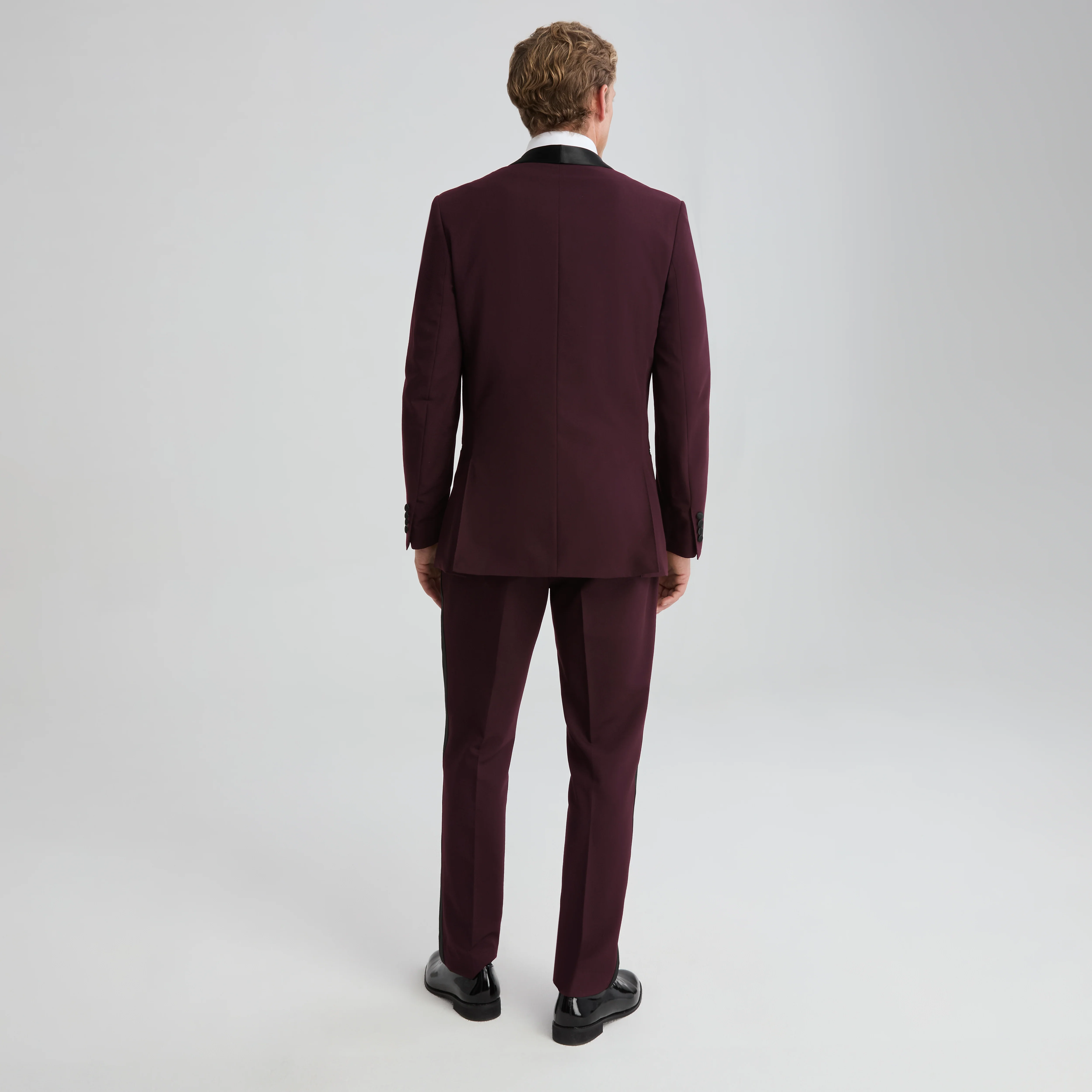 Men's Burgundy Shawl Lapel Tuxedo Jacket - Image 3