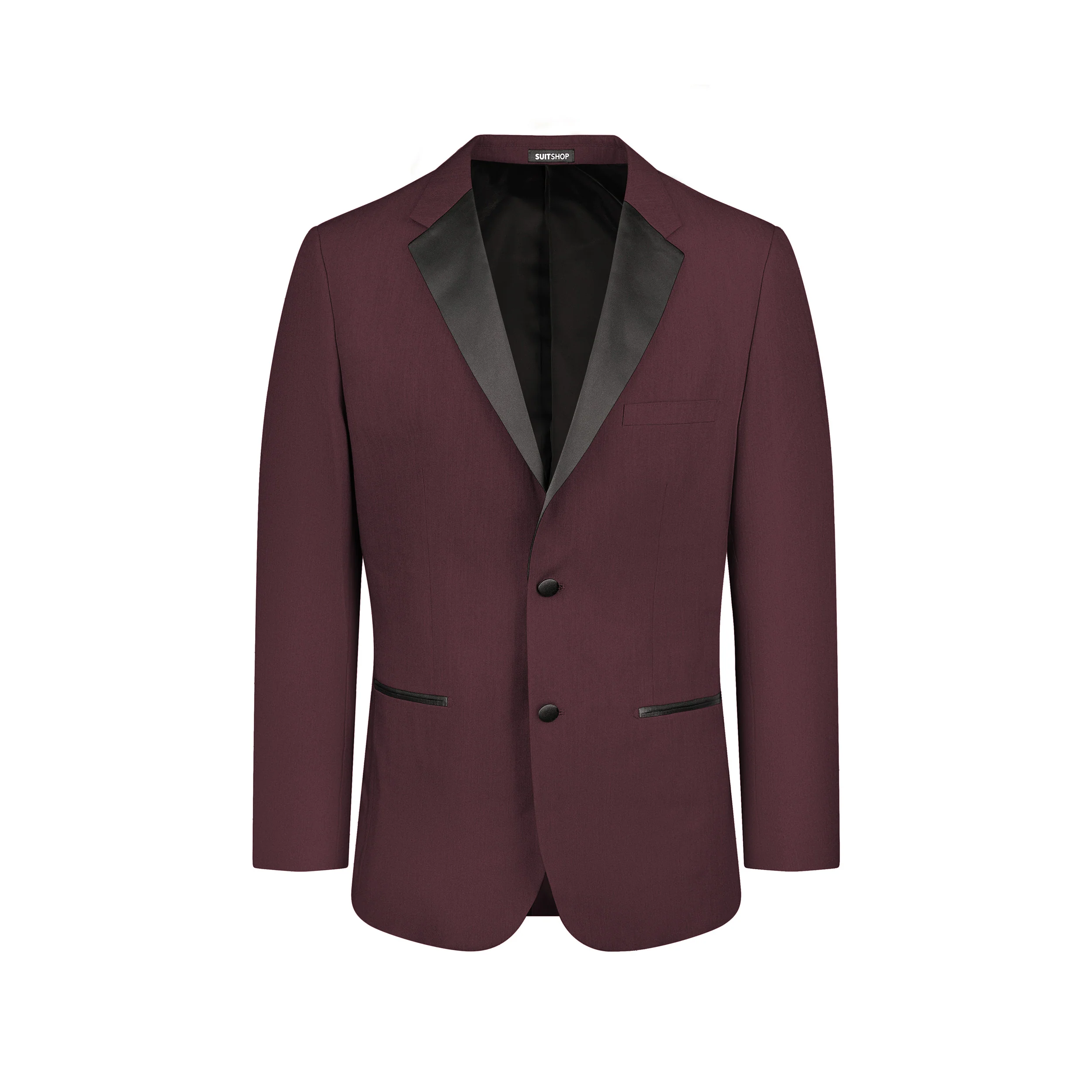 Men's Burgundy Notch Lapel Tuxedo Jacket - Image 4