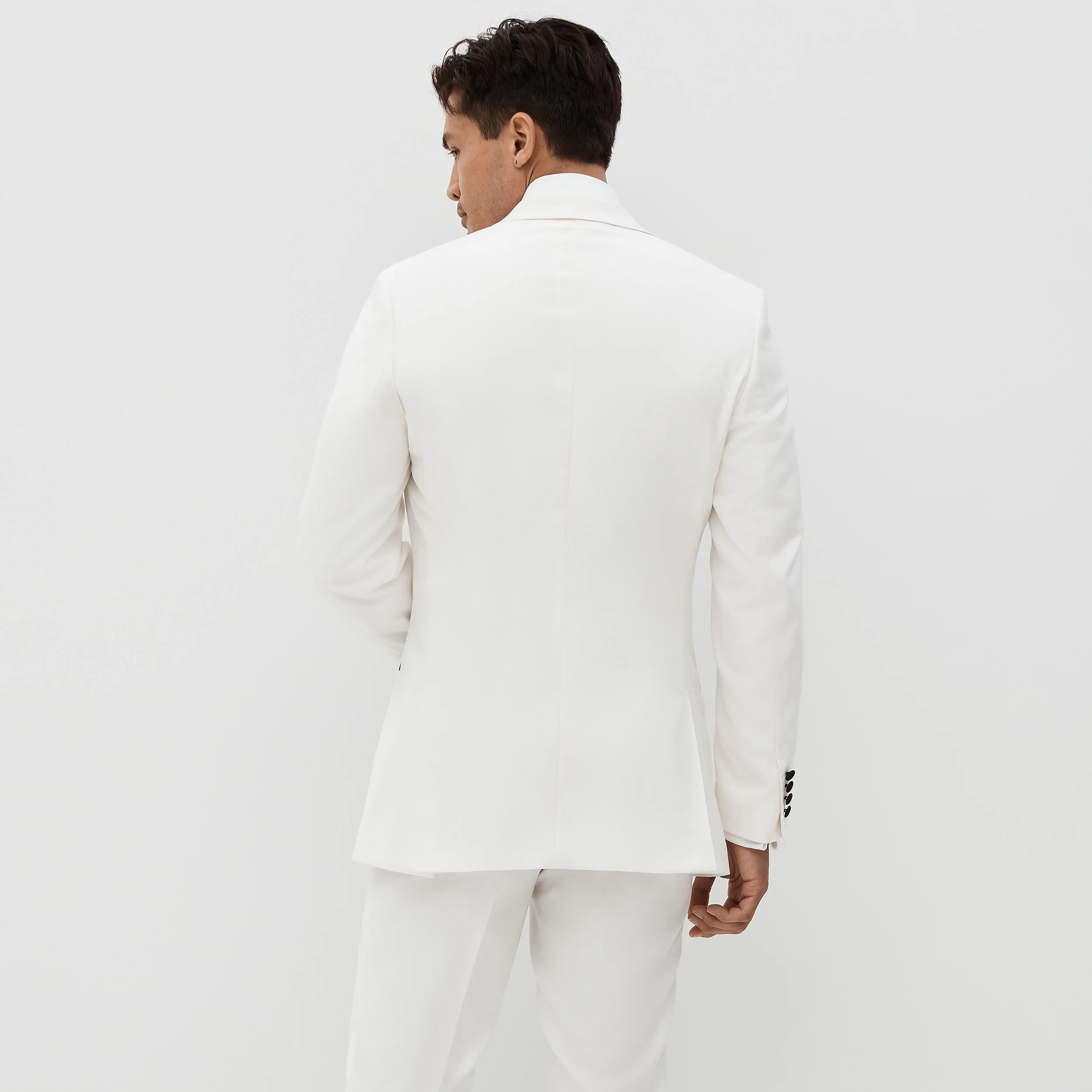 Men's Ivory White & Black Notch Lapel Tuxedo Jacket - Image 5