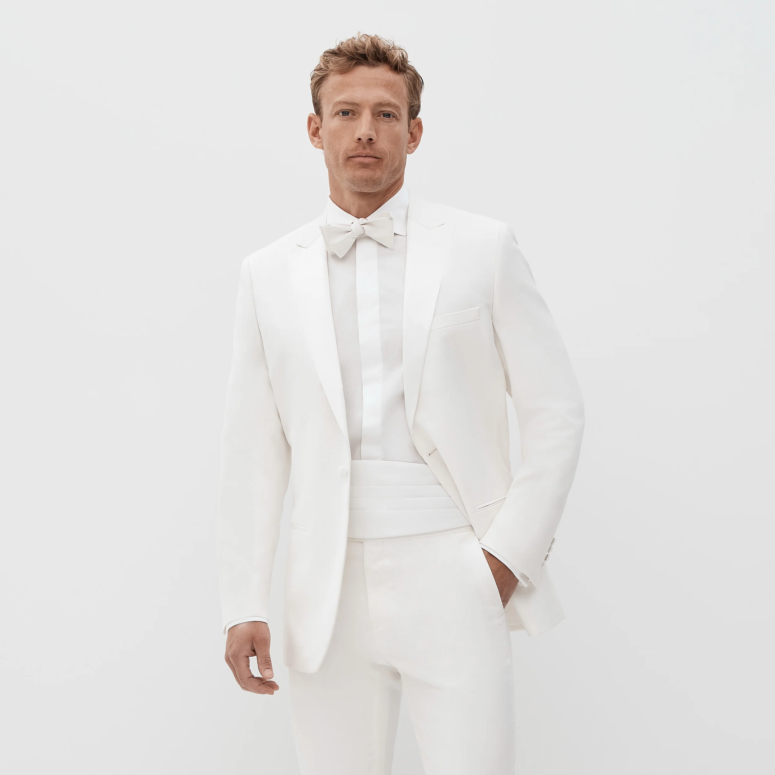 Men's Ivory White Peak Lapel Tuxedo Jacket - Image 5
