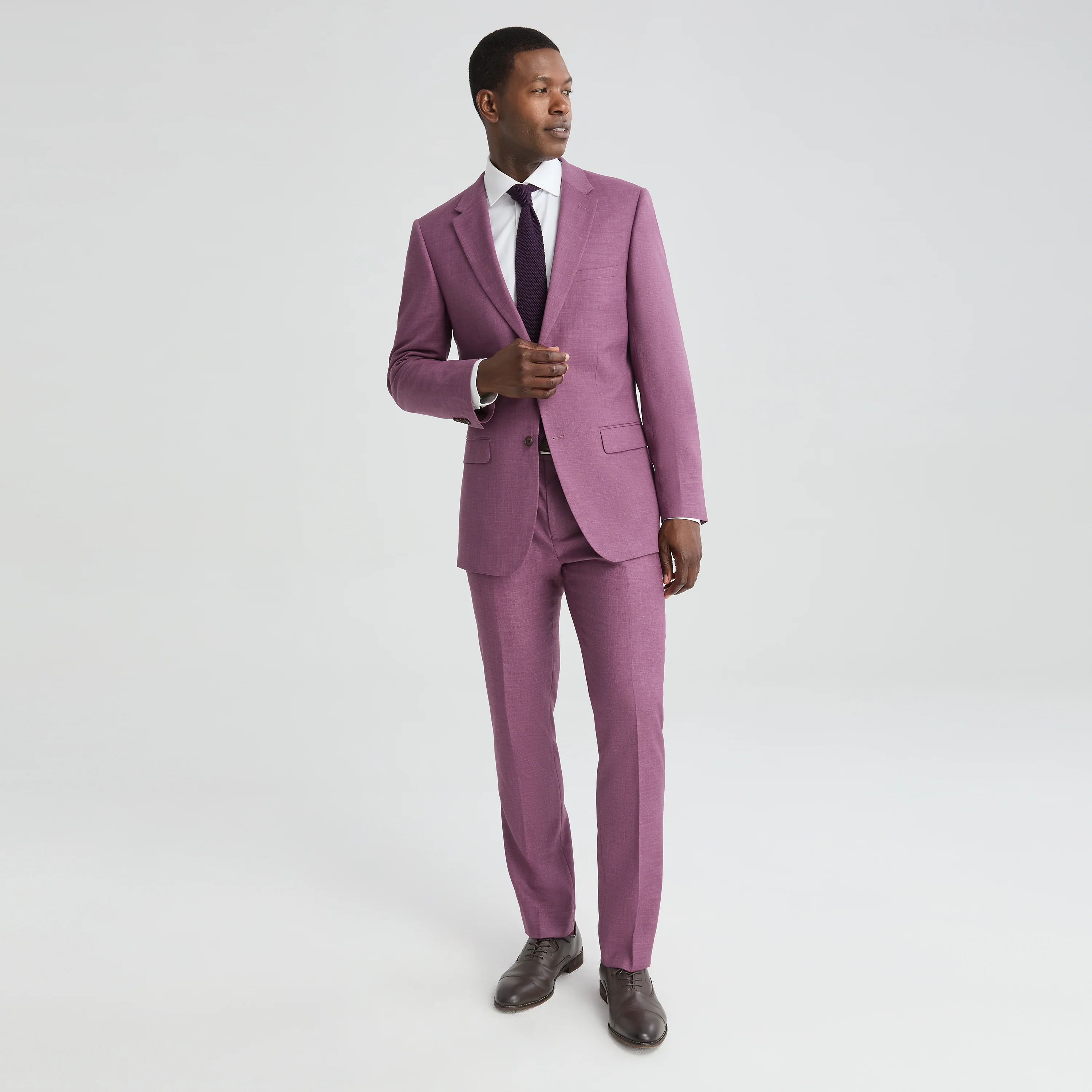 Men's Linen-Look Plum Suit Jacket - Image 6