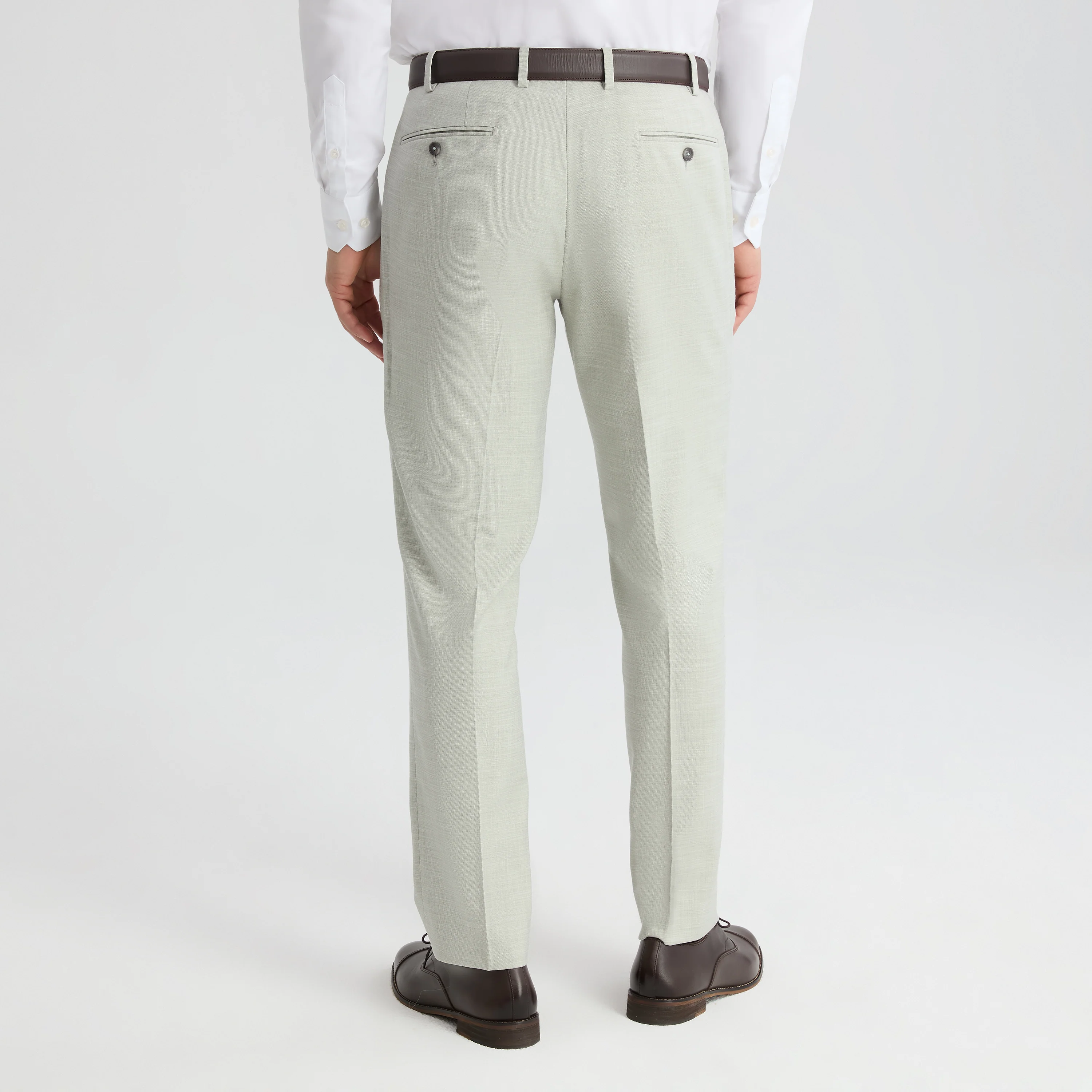 Men's Linen-Look Sage Suit Pants - Image 2