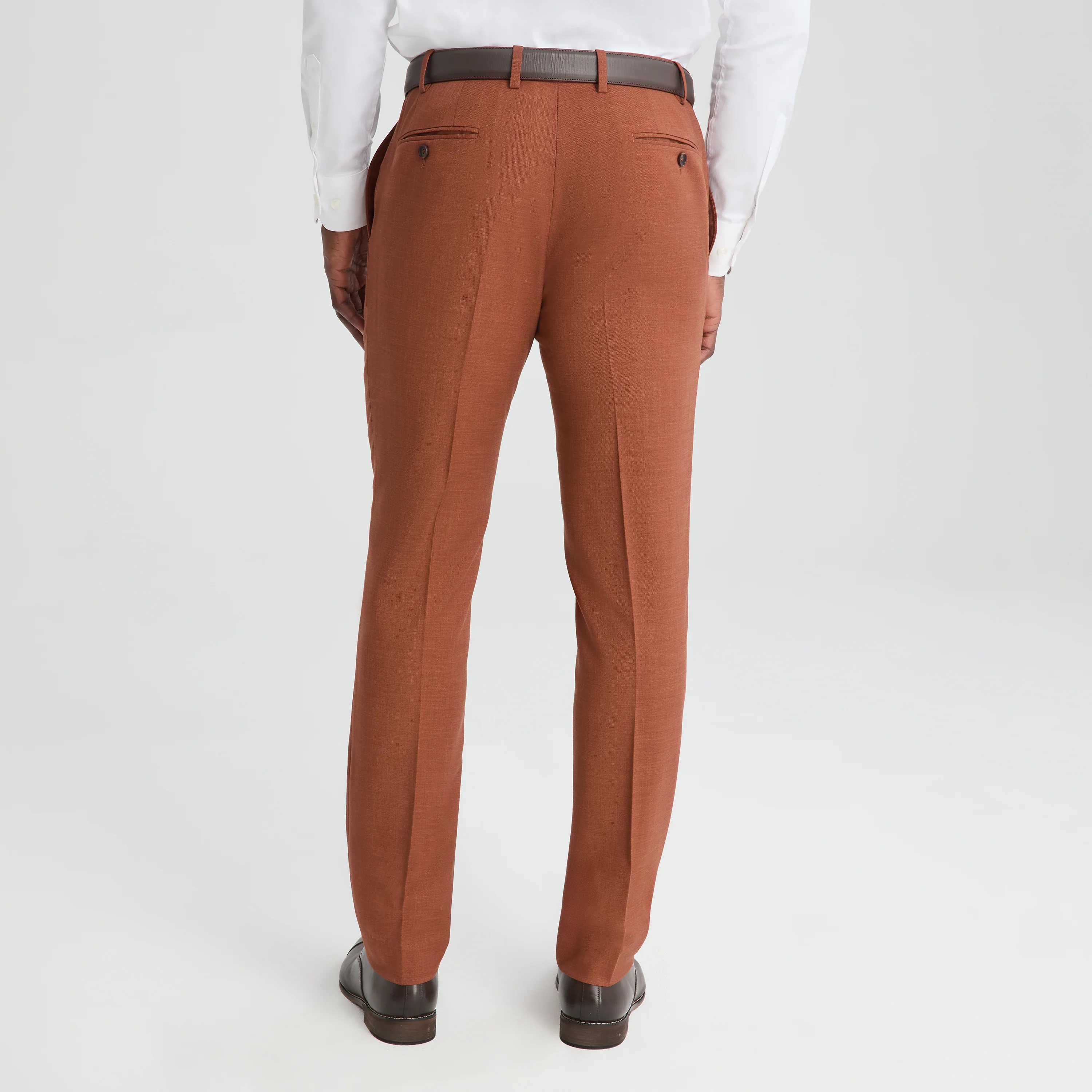 Men's Linen-Look Terracotta Suit Pants - Image 2