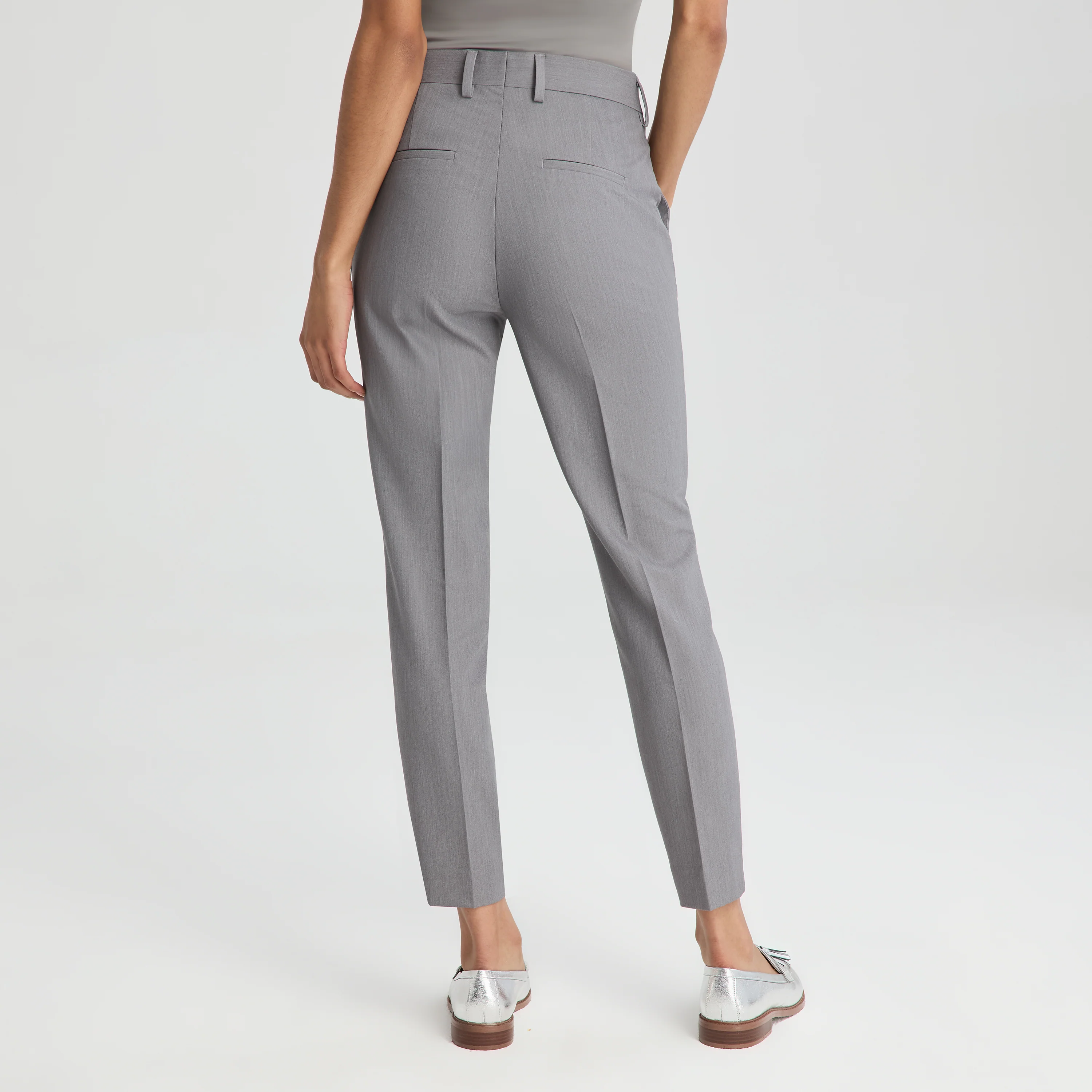 Women's Textured Gray Suit Pants - Image 2